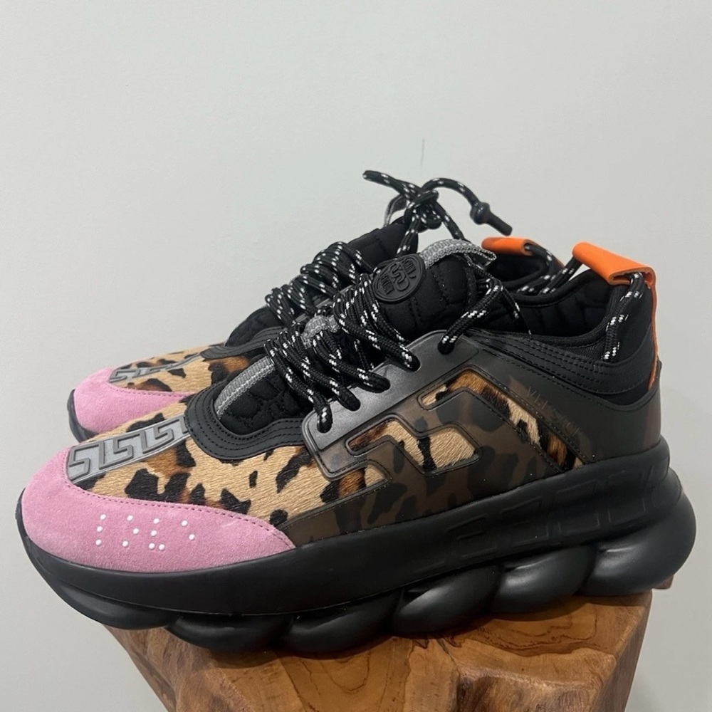 Versace Chain Reaction Pony Hair Leopard Men’s Size 44 US 11